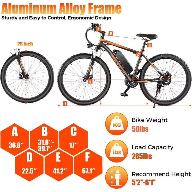 NEW Electric Bike for Adults, Electric Mountain Bike, 26" Sunshine Commuter Ebike, LCD Display, 21Speed - Image 2