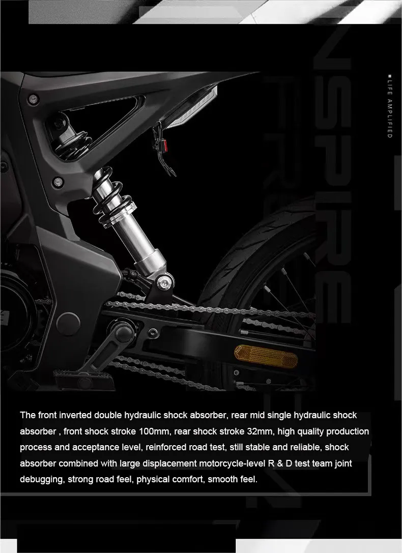 17" urban e-bike e-scooter 50km/h CITY electric bicycle mid-motor mobility excursions Soft tail electric motorcycle smart ebike - Image 17