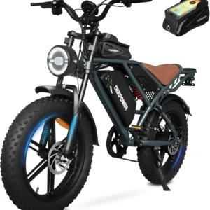 Electric Bike for Adults 1500W Peak 20" Fat Tire EBike,30-160 Miles 30MPH Dual Suspension Electric Motorcycle,48V 20/35/60AH-HOT