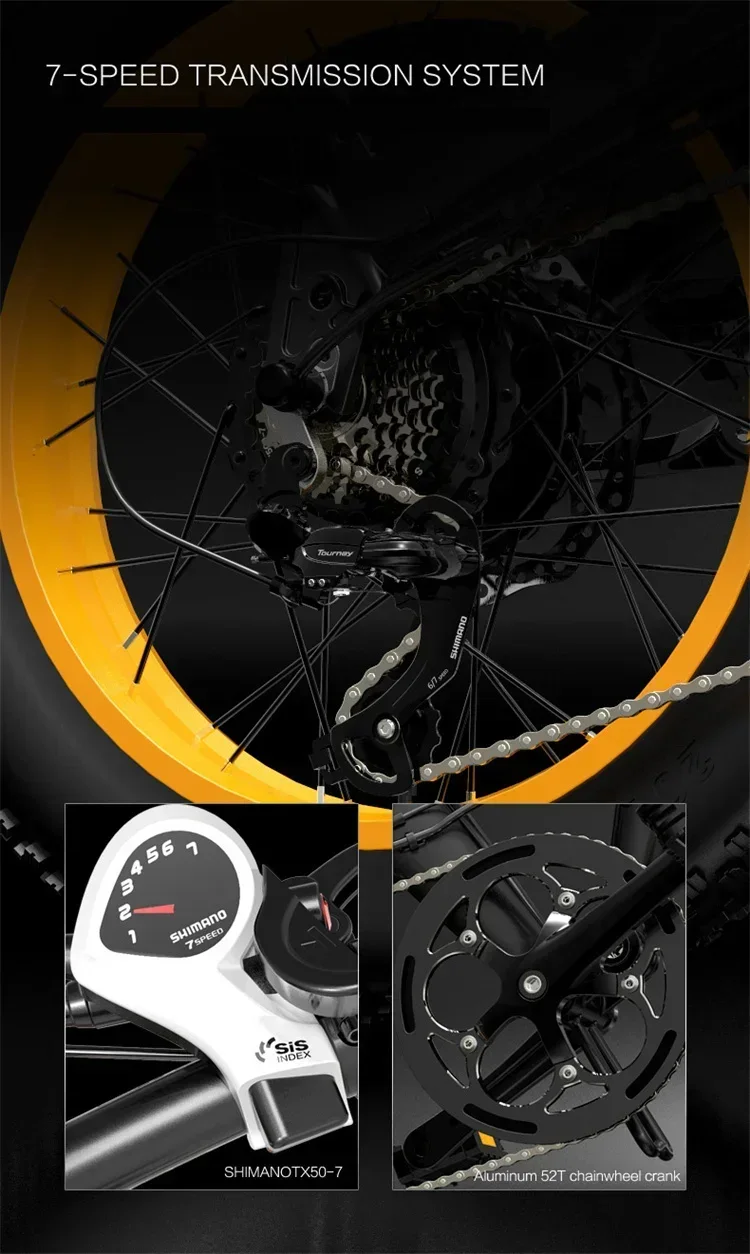 Electric Bike 1000W motor 48V17.5AH battery 7-speed city auxiliary Electric Bike 20*4.0 tire mountain off-road Electric Bike - Image 19