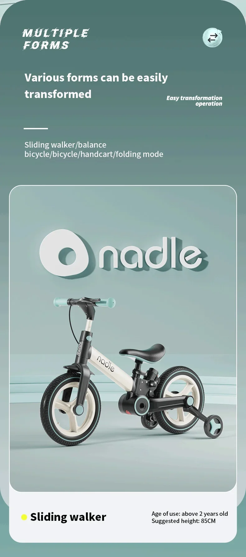 Children's bicycle balance bike 2-in-1 1-3 1-6-year-old girl boy pedal folding bike - Image 13