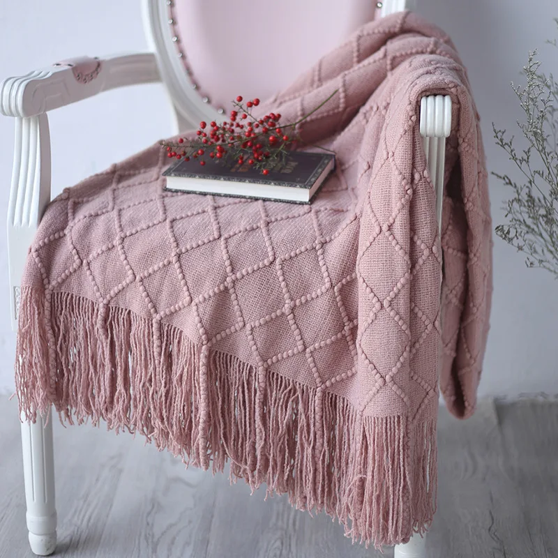 Soft Winter Bed Linen Sofa Cover Bedspread Home Decor Drop Shopping Knitted Throw Blankets for Beds with Tassel 125x230cm