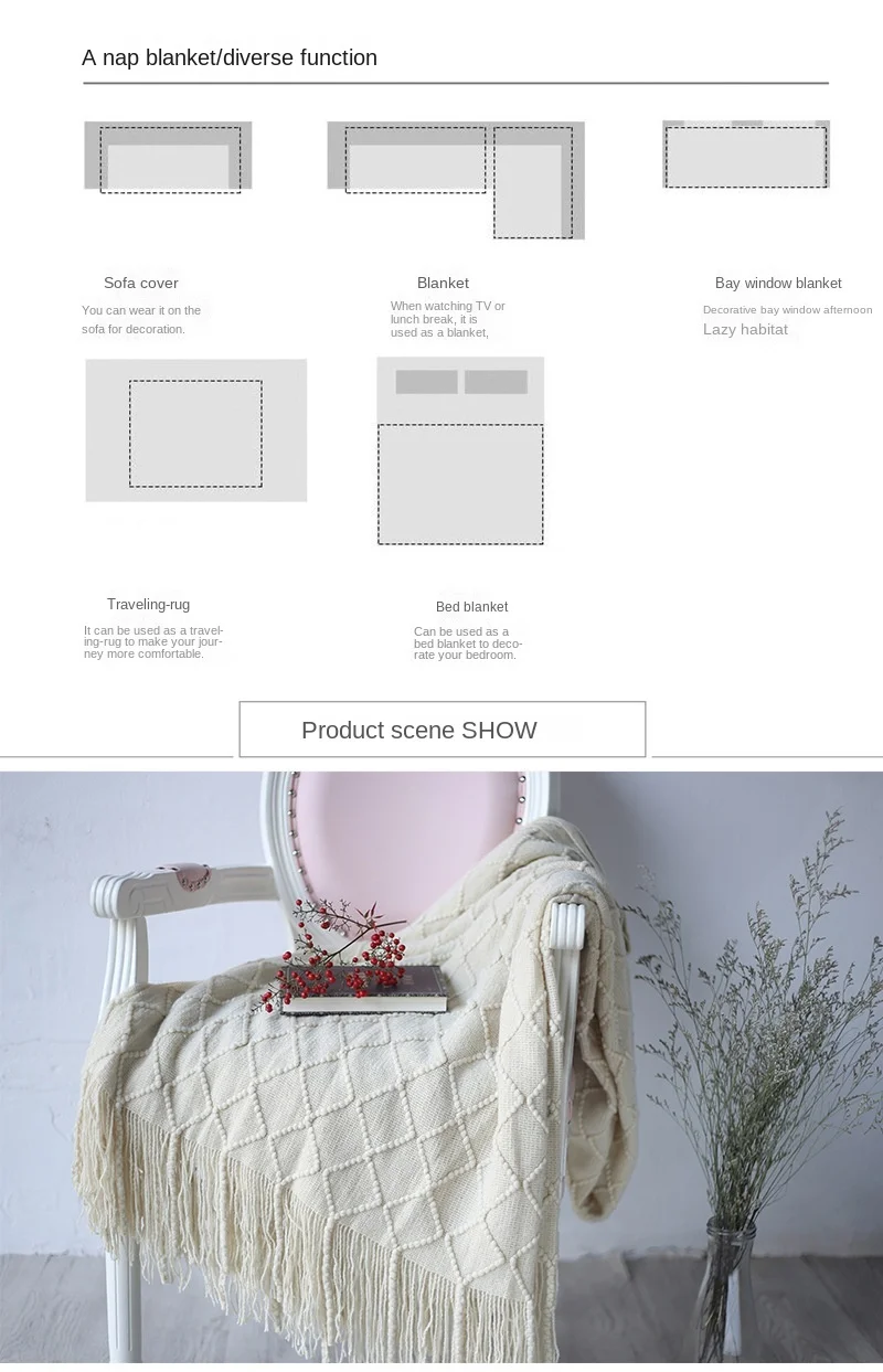 Soft Winter Bed Linen Sofa Cover Bedspread Home Decor Drop Shopping Knitted Throw Blankets for Beds with Tassel 125x230cm - Image 16