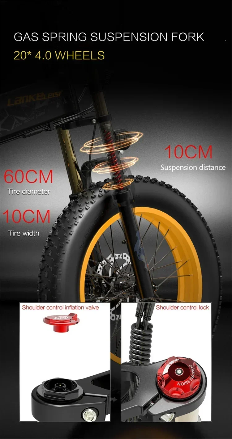 Electric Bike 1000W motor 48V17.5AH battery 7-speed city auxiliary Electric Bike 20*4.0 tire mountain off-road Electric Bike - Image 18