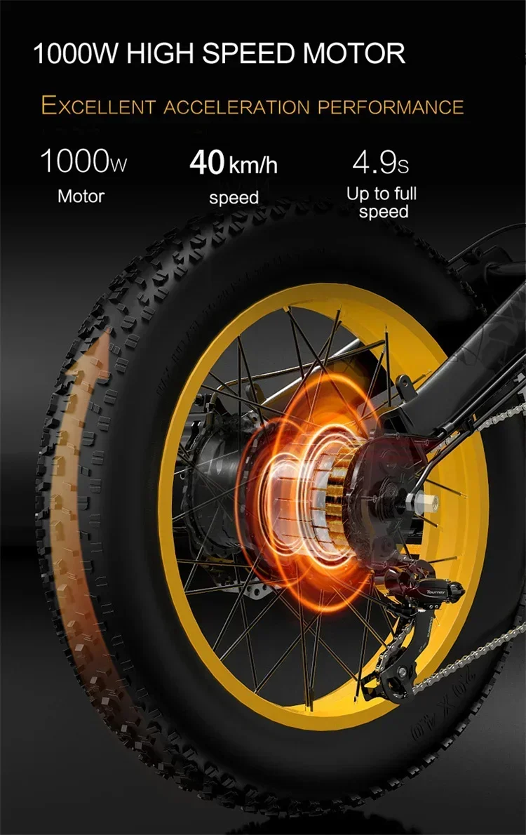 Electric Bike 1000W motor 48V17.5AH battery 7-speed city auxiliary Electric Bike 20*4.0 tire mountain off-road Electric Bike - Image 13