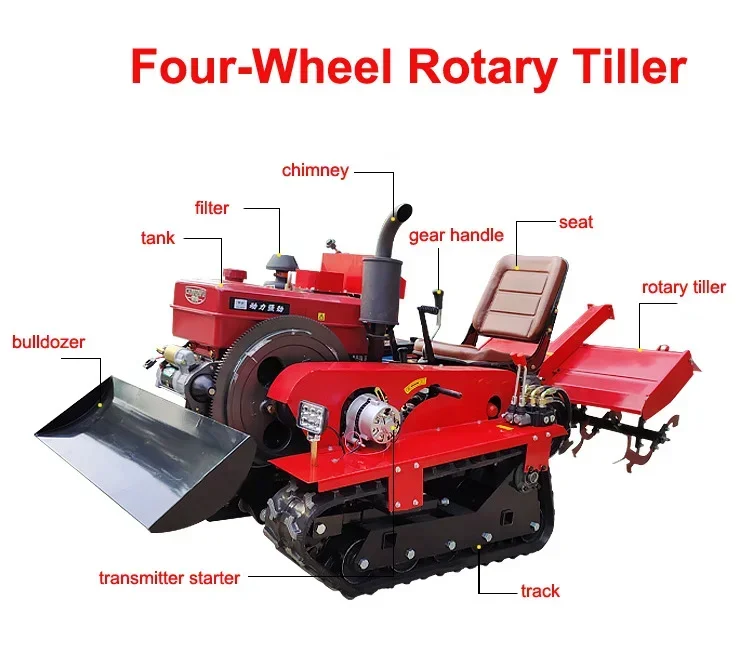 Hot Selling Agricultural Diesel Small Tracked Rotary Tiller Tractor with CE Certification, 50 Horsepower - Image 8