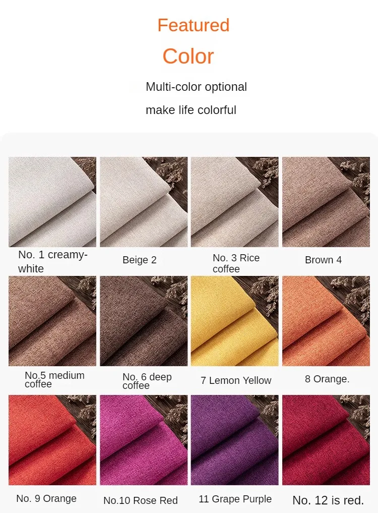 Thickened Plain Linen Fabric Fine By The Meter for Tablecloth Bags Pillow Cushion Cover Sewing Sofa Cloth Wearable Beige Gray - Image 37