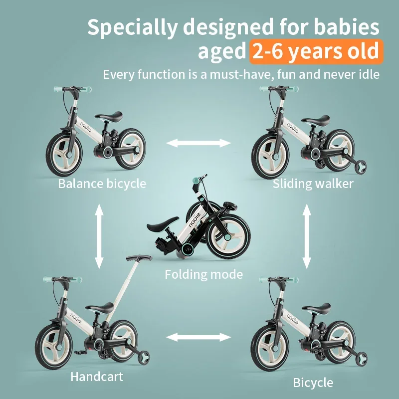 Children's bicycle balance bike 2-in-1 1-3 1-6-year-old girl boy pedal folding bike - Image 2
