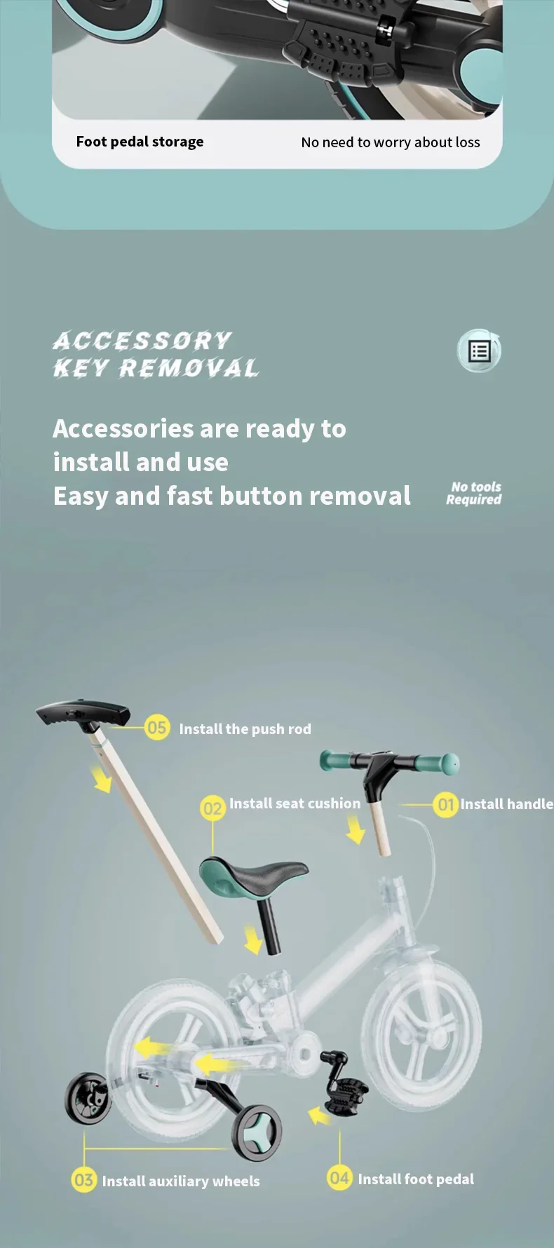 Children's bicycle balance bike 2-in-1 1-3 1-6-year-old girl boy pedal folding bike - Image 18