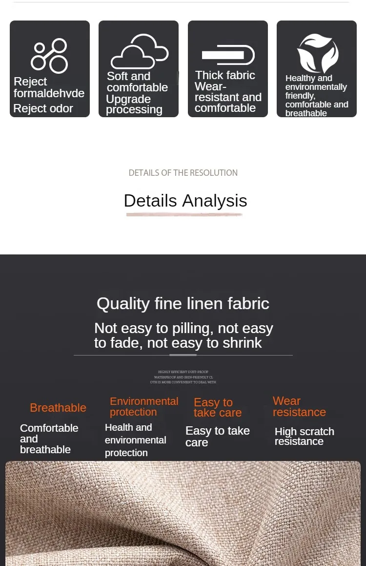 Thickened Plain Linen Fabric Fine By The Meter for Tablecloth Bags Pillow Cushion Cover Sewing Sofa Cloth Wearable Beige Gray - Image 32