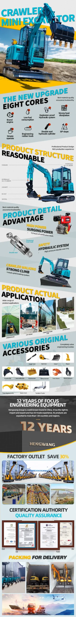 3 ton Mini Excavator Tractor Euro 5 Engine Hydraulic Crawler Excavators Mini Bagger Construction Machinery Custom - Image 8